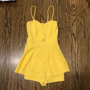 yellow fashion nova mini dress with built in shorts
